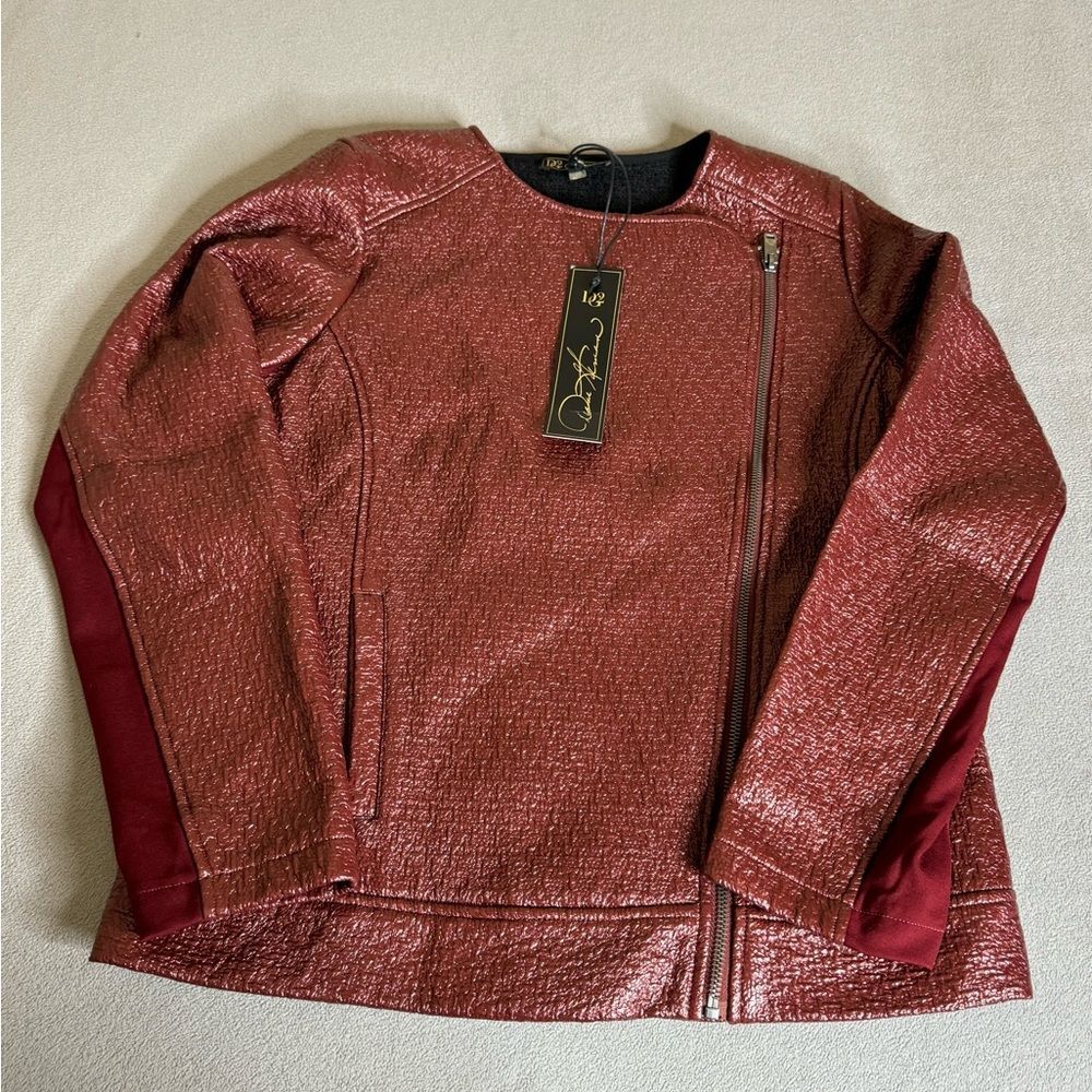 DG2 Diane Gilman  Shiny Long Sleeve Motoo Jacket Size S